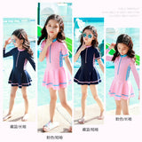 2023 New Girls Swimsuit One-piece Swimwear Women UPF50+ Print Baby Long Sleeve Kids Toddler Infant Beach Bathing Suits Children