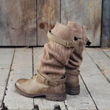 Vintage Style Winter Women Warm Plush Fur Knitted Woolen Strapped Bottine Cotton Martin Boot