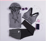 Yoga clothing three-piece women's sports fitness cardigan