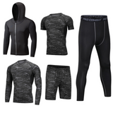 Men 5 pieces quick drying spandex polyester sportswear tracksuit