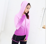 Women's Gradient Color Jacket Zipper Hoodies Running Fitness  Yoga High Stretch Elastic