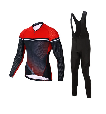 Red Long Sleeve Bicycle Jersey and Pant Set