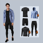 Men 5 pieces quick drying spandex polyester sportswear tracksuit